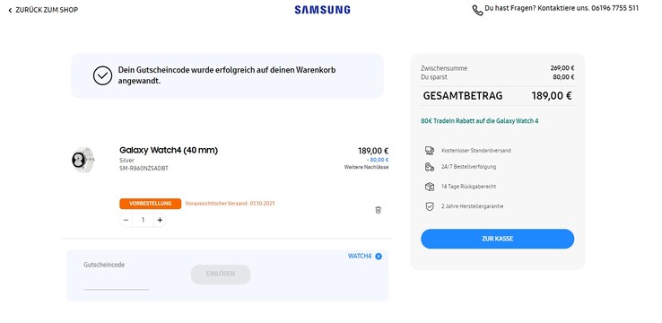 Super Tradei-In-Deal bei Samsung: Eine Galaxy Watch4 bereits ab 189 Euro abstauben.