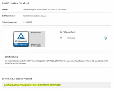Auch das globale Xiaomi 14 Ultra wurde bereits vom TÜV Rheinland zertifiziert.