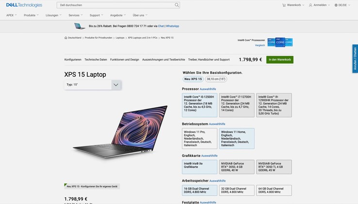 Die Ausstattung kann im Store konfiguriert werden.