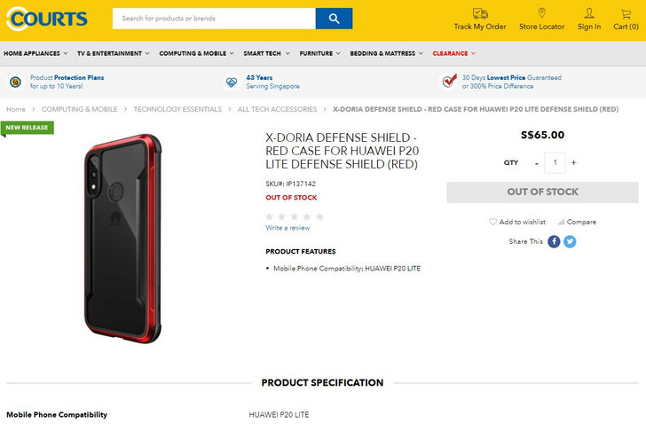 Das rote Case ist für das Huawei P20 Lite, hier offenbar nur mit Dual-Cam.