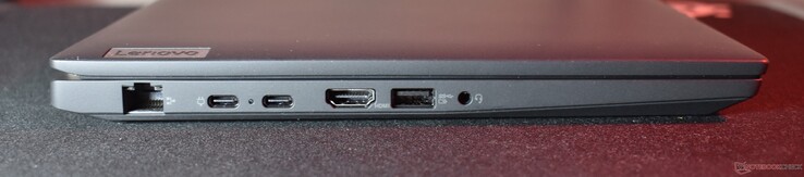 left: RJ45, USB4, USB C 3.2 Gen 2, HDMI, USB A 3.2 Gen 1, 3.5mm Audio