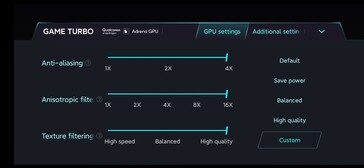 Verschiedene Einstellungsmöglichkeiten des Game Turbo. (Bild: @UniverseIce)