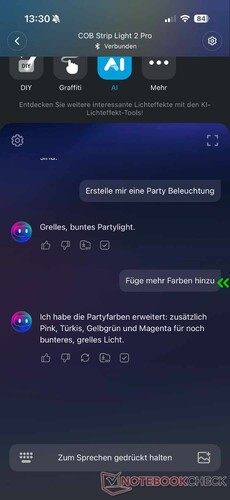 Der AI Lighting Bot hört auf Texteingaben und Sprache.