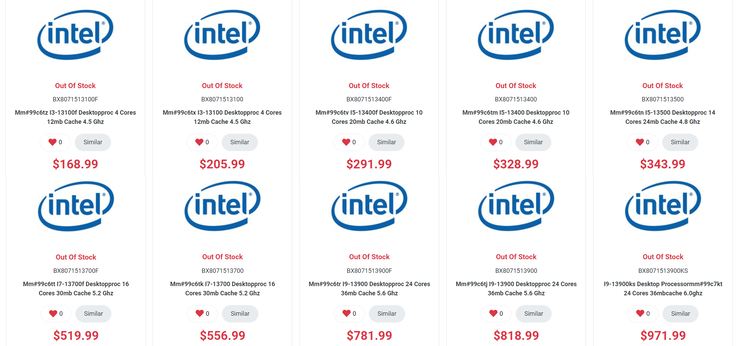 Unveröffentlichte Intel 13.-Gen-CPUs, Quelle: PC-Canada