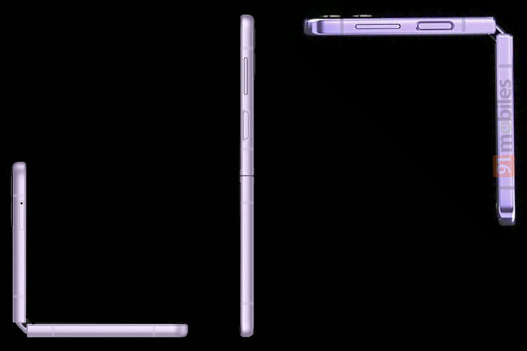 Vergleich zwischen Samsung Galaxy Z Flip3 (links, Mitte) und Galaxy Z Flip4 (rechts)
