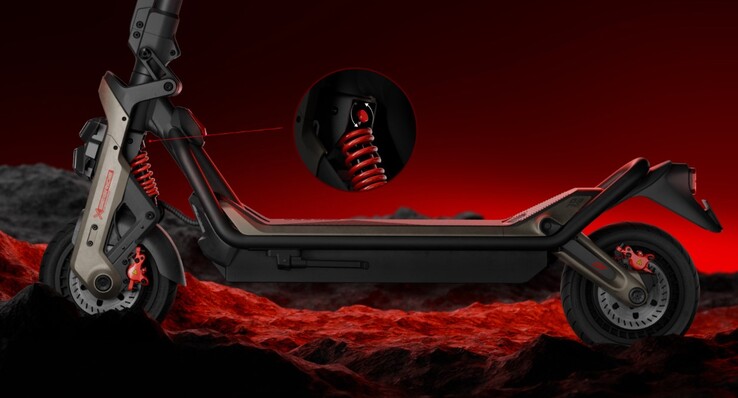 Vorne und hinten ist eine Federung vorhanden, vorne lässt sich diese justieren (Bildquelle: Segway-Ninebot)