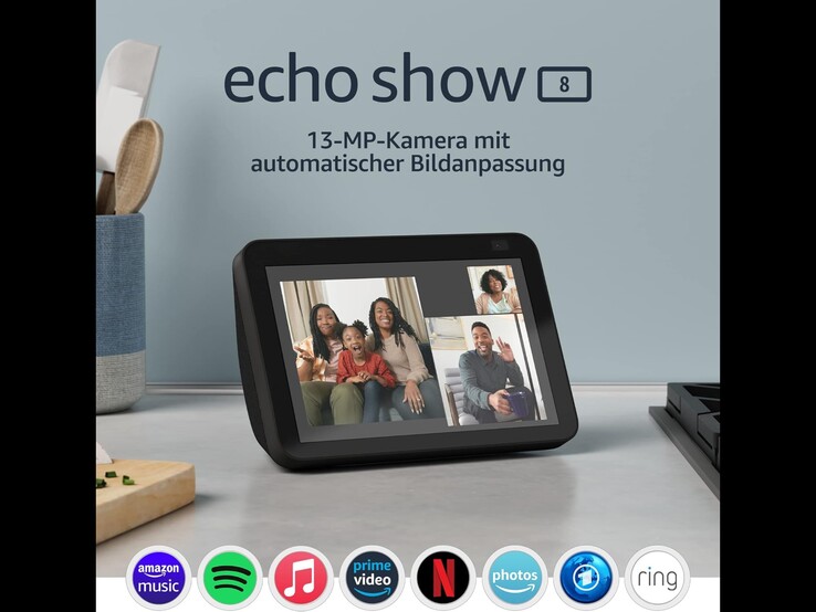Der Echo Show 8 der 2. Generation läuft unter Amazons Fire OS und unterstützt zahlreiche Apps, wie zum Beispiel Netflix, Prime Video oder Spotify. (Quelle: Amazon)
