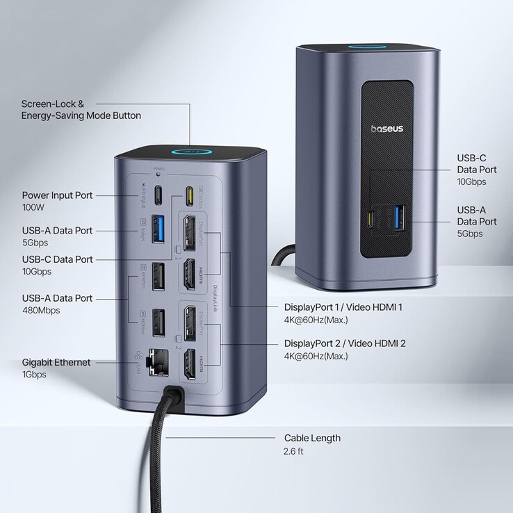 Baseus Nomos NU1 Air Spacemate 12-in-1 Dockingstation. (Bildquelle: Baseus)