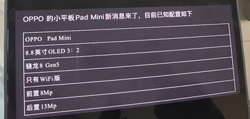 Oppo Pad Mini: Display und Prozessor Spezifikationen des Tablets
