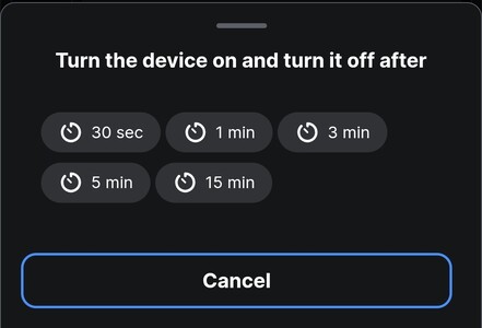 Klein aber fein: Die neue Option einen "Schnelltimer" zu setzen. (Bildquelle: Shelly Smart Control App)