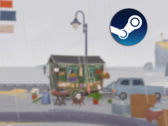 Tiny Bookshop spielt auf einer handgezeichneten Karte, und jeder Ort hat seine eigene Kundschaft.  Abgebildet: Screenshot aus dem Spiel mit Steam-Logo (Bildquelle: Steam – Bearbeitet)
