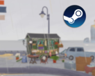 Tiny Bookshop spielt auf einer handgezeichneten Karte, und jeder Ort hat seine eigene Kundschaft. Abgebildet: Screenshot aus dem Spiel mit Steam-Logo (Bildquelle: Steam – Bearbeitet)