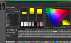 ColorChecker vor der Kalibrierung (im Vergleich zu P3)