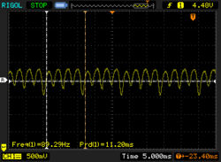 PWM-Flackern mit konstanten 90 Hz bei 44% Helligkeit und darüber.