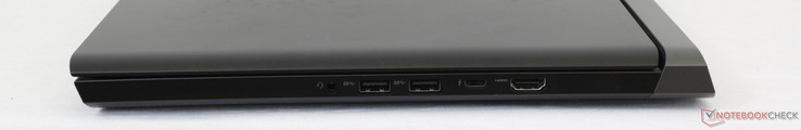 rechts: 3,5-mm-Audio, 2x USB 3.1, USB Typ-C + Thunderbolt 3, HDMI 2.0
