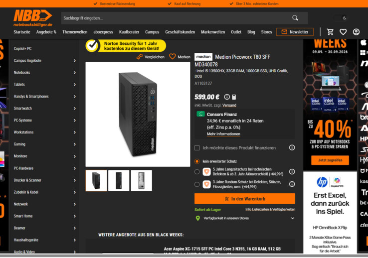 Medion Picoworx T80 II MD340078 für 599 Euro.