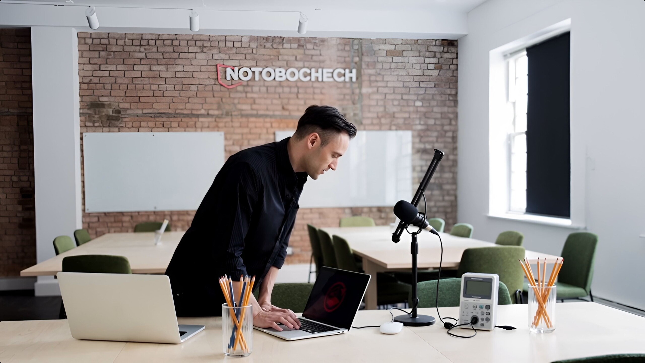 Unser Autor im erfundenen Notebookcheck-Büro (Bildquelle: Auf Vidu.com generiert)
