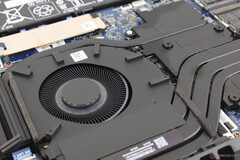 Die rund 65mm großen Lüfter und langen Heatpipes dürften zur geringen Lautstärke und Hitzeentwicklung des HP Omen 17 beitragen (Bildquelle: Notebookcheck)