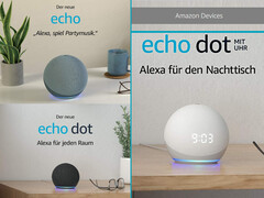 Neue Amazon Echo und Echo Dot (4. Generation) verfügbar, Echo Dot mit Uhr ab 5. November.