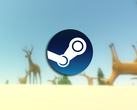 Screenshot aus dem Spiel mit dem Steam-Logo im Vordergrund.