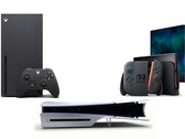 Die Xbox Series X, Sony PS5 Slim Disc Edition und Nintendo Switch 2
