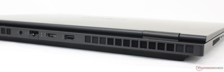 Hinten: Stromanschluss, Gigabit RJ-45, HDMI 2.1, USB-A (5 Gbps)