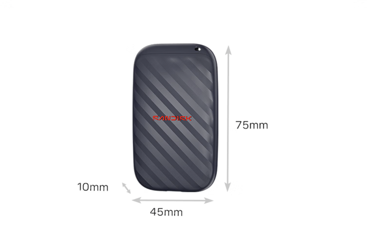 Das robuste Gehäuse misst 75 × 45 × 10 mm und wiegt nur 31,7 g
