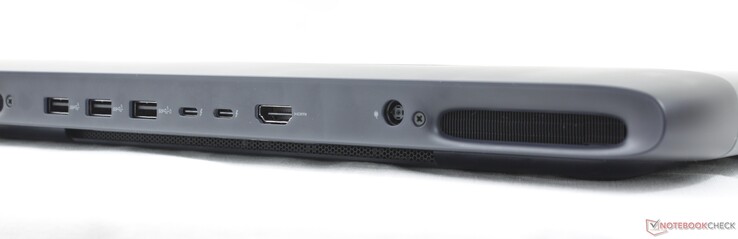 Rückseite: 3x USB-A 3.2 Gen. 1 (5 Gbps), 2x USB-C Thunderbolt 5 w/ DisplayPort 2.1 + Power Delivery, HDMI 2.1, Netzteil