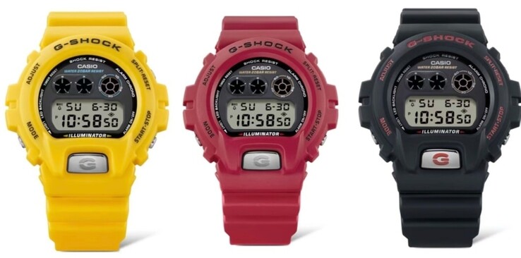 Casio G-Shock DW-6900 Serie in gelb (DW-6900TR-9), rot (DW-6900TR-4) und schwarz (DW-6900TR-1)
