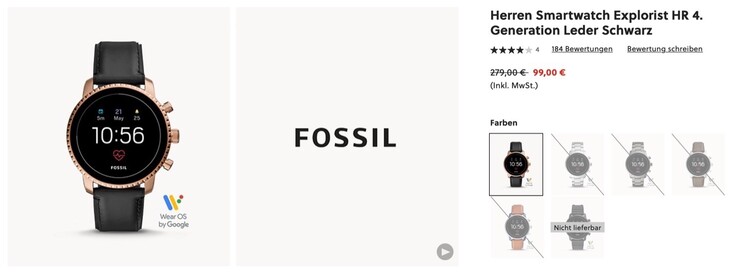 Die Fossil Explorist Gen 4 Smartwatch gibts derzeit direkt beim Hersteller zum Bestpreis. (Bild: Fossil)