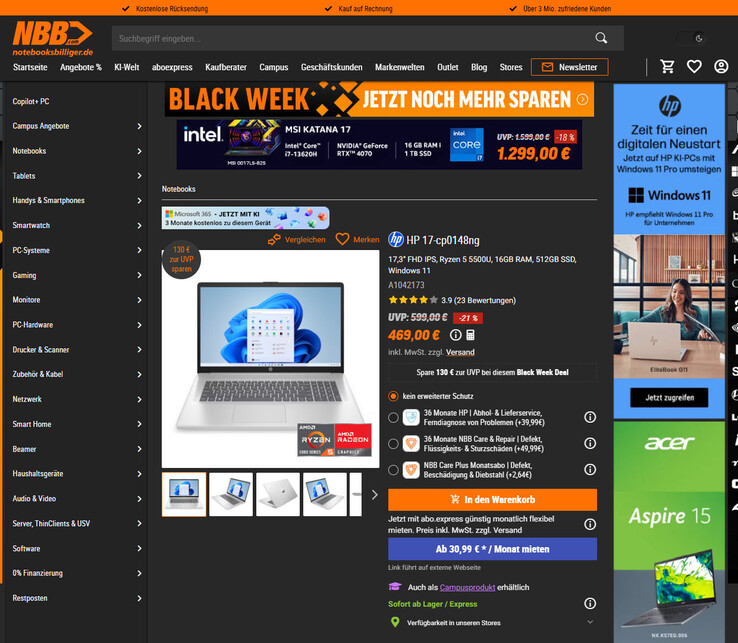 HP 17-cp0148ng für 469 Euro.