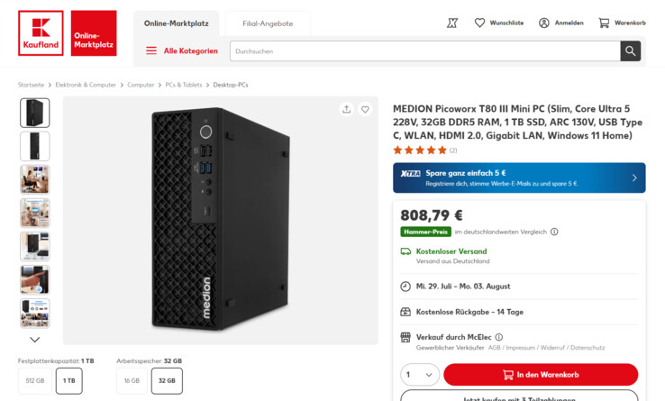 Medion Picoworx T80 III (MD340012) für 808,79 Euro.