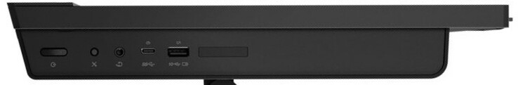 Rechte Seite: Power-Knopf, Mute-Button, kombinierter Audioanschluss, USB 3.1 Gen1 Typ-C, USB 3.1 Gen2 mit Rapid Charge, Kartenlesegerät