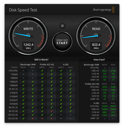 Mac: Blackmagicdesign Disk Speed Test
