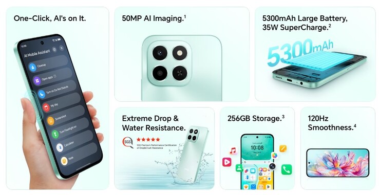 Ein schnelleres Display wird ebenso beworben wie eine gewisse Widerstandsfähigkeit (Bildquelle: Honor)