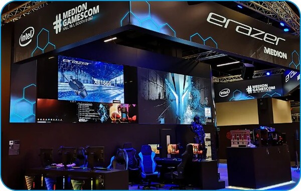 Medion zeigt am Stand B0-40 in der Halle 10.1 einige seiner Erazer-Produkte.