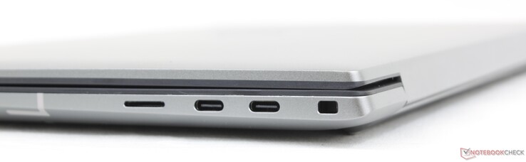 Rechts: MicroSD-Reader, 2x USB-C mit Thunderbolt 4 + DisplayPort + Power Delivery, Wedge Lock