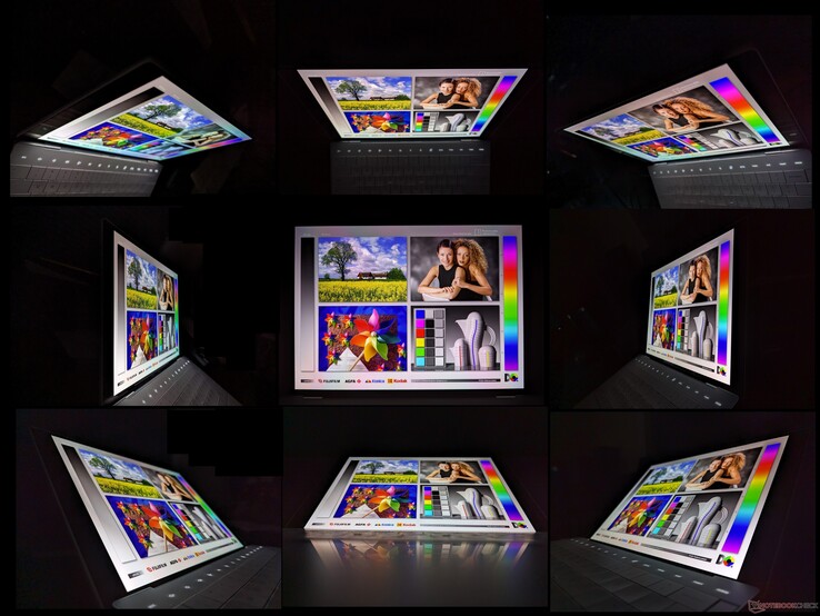 Stabile OLED-Betrachtungswinkel. Anders als bei IPS-Displays kann unter extrem flachen Blickwinkeln der Regenbogeneffekt festgestellt werden