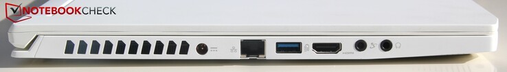 Links: Strom, LAN, USB-A 3.0, HDMI, Mikrofon, Kopfhörer