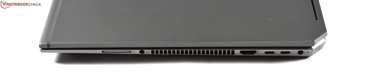 Rechts: SD-Kartenleser, Kombo-Audio, HDMI 2.0, 2x Thunderbolt 3, Ladeanschluss