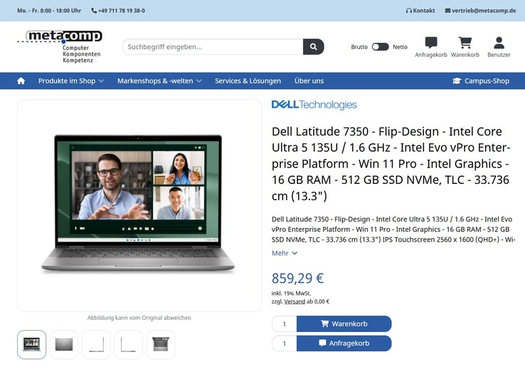 Dell Latitude 7350 2-in-1 (H1JMN) für 859,29 Euro.