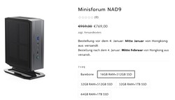 Minisforum Neptune Series NAD9 Konfigurationen (Quelle: Minisforum)