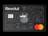 Die Revolut-Mastercard mit LEDs. Die Augen leuchten beim Bezahlvorgang.
