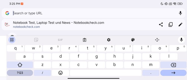 Tastatur Außendisplay im Querformat (Google Gboard)
