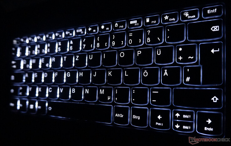 Die zweistufige Tastaturbeleuchtung ist sehr gleichmäßig.
