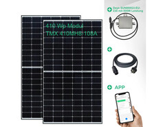 Photovoltaik-Anlage mit Wechselrichter Deye SUN800 zur Einspeisung von Solarstrom ins Stromnetz (Bild: Deye, Trimax, Asarah, bearbeitet)