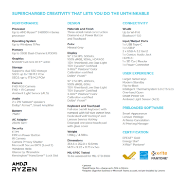 Spezifikationen ThinkBook 16p Gen 3