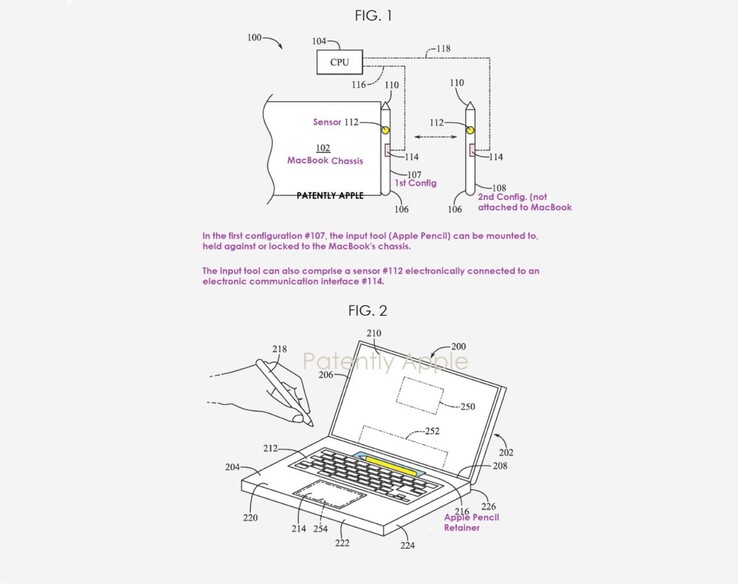Das MacBook der Zukunft könnte über einen integrierten Apple Pencil verfügen. (Bild: USPTO, via Patently Apple)
