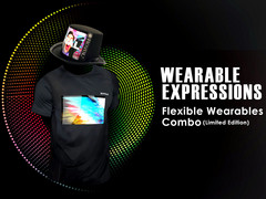 Royole verkauft verblüffende Flexible Wearables als T-Shirts und Hüte mit Display.
