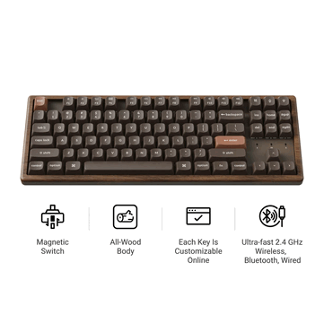 Die Tastatur lässt sich per 2,4 GHz, Bluetooth 5.2 oder USB-C verbinden. Bei der kabelgebundenen Verbindung und über 2,4 GHz beträgt die Abtastrate 1.000 Hz